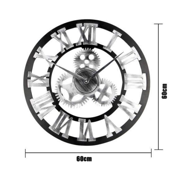 Jam Dinding Bulat Ukuran Besar 60cm dengan Angka Romawi Berongga